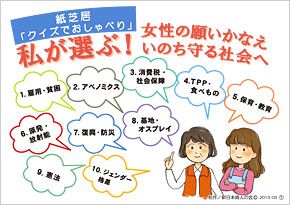 紙芝居「クイズでおしゃべり」 私が選ぶ!女性の願いかなえいのち守る社会へ